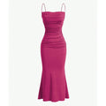 Vestido Longo Feminino Ajustado e Babado na Barra
