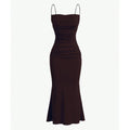 Vestido Longo Feminino Ajustado e Babado na Barra